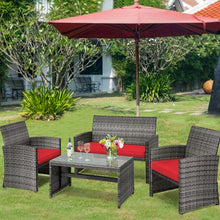 Load image into Gallery viewer, 4PCS Patio Rattan Furniture Set-Red
