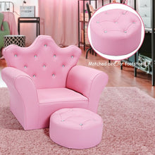 Load image into Gallery viewer, Pink Kids Sofa Armrest Couch with Ottoman
