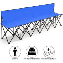 Load image into Gallery viewer, Portable Folding 6 Seats Chair Sideline Sports Bench-Blue
