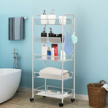 Load image into Gallery viewer, 5 Tier Mesh Rolling File Utility Cart Storage Basket-Gray
