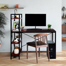 Load image into Gallery viewer, 47.5&quot; Writing Study Computer Desk with 4-Tier Shelves-Coffee
