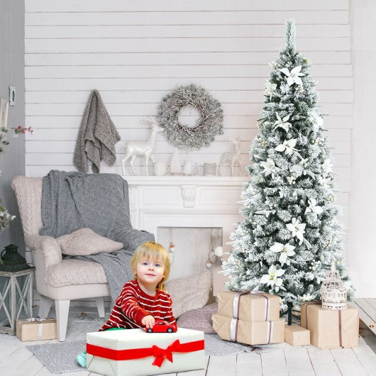 Artificial Christmas Tree Snow Flocked Pencil Tree-7 ft