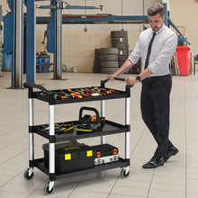 Load image into Gallery viewer, 3-Shelf Utility Service Cart Aluminum Frame 490lbs Capacity with Casters

