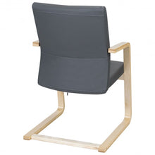 Load image into Gallery viewer, PU Leather Armrest Upholstered Dining Chair with Wood Leg

