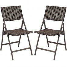Load image into Gallery viewer, Set of 2 Patio Rattan Folding Portable Dining Chairs
