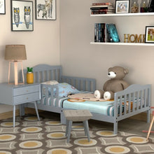 Load image into Gallery viewer, Classic Kids Wood Bed with Guardrails-Gray

