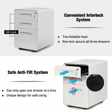 Load image into Gallery viewer, 3-Drawer Mobile File Cabinet with Anti-tilt Mechanism Legal-White
