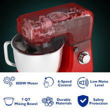 Load image into Gallery viewer, 3-in-1 Multi-functional 6-speed Tilt-head Food Stand Mixer-Red
