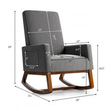 Load image into Gallery viewer, Rocking High Back Upholstered Lounge Armchair with Side Pocket-Gray
