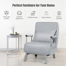 Load image into Gallery viewer, Folding 5 Position Convertible Sleeper Bed Armchair Lounge Couch w/Pillow-L Gray
