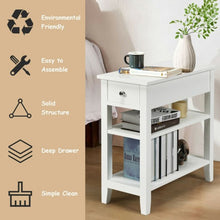 Load image into Gallery viewer, 3-Tier Nightstand Bedside Table Sofa Side with Double Shelves Drawer-White
