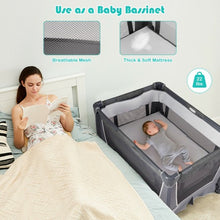 Load image into Gallery viewer, 4-in-1 Convertible Portable Baby Play yard with Toys and Music Player-Gray
