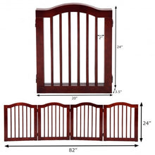 Load image into Gallery viewer, 4 Panels Folding Freestanding Wood Pet Dog Safety Gate-24&quot;
