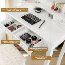 Load image into Gallery viewer, Makeup Vanity Dressing Table Set with Dimmable Bulbs Cushioned Stool-White
