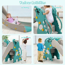 Load image into Gallery viewer, 4-in-1 Kids Climber Slide Play Set with Basketball Hoop-Green
