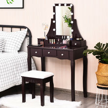Load image into Gallery viewer, Dimmable Bulbs Touch Switch Vanity Dressing Table Set with Removable Box-Coffee
