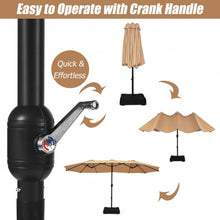 Load image into Gallery viewer, 15 Foot Extra Large Patio Double Sided Umbrella with Crank and Base-Beige
