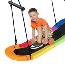 Load image into Gallery viewer, Saucer Tree Swing Surf Kids Outdoor Adjustable Oval Platform Set w/Handle-Color
