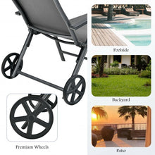 Load image into Gallery viewer, Patio Lounge Chair with Wheels Neck Pillow Aluminum Frame Adjustable-Gray
