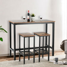 Load image into Gallery viewer, 3 Pieces Bar Table Counter Breakfast Bar Dining Table with Stools-Brown
