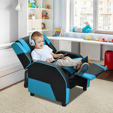 Load image into Gallery viewer, Kids Youth PU Leather Gaming Sofa Recliner with Headrest and Footrest-Blue
