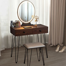 Load image into Gallery viewer, Industrial Makeup Dressing Table with 3 Lighting Modes-Coffee
