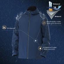 Load image into Gallery viewer, Men&#39;s Waterproof Rain Windproof Hooded Raincoat Jacket-Navy-XXL
