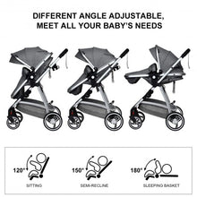 Load image into Gallery viewer, 2 in 1 High Landscape Convertible Reversible Bassinet Pram-Dark Gray
