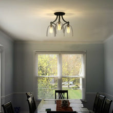 Load image into Gallery viewer, 3-Light Semi Flush Mount Ceiling Light with Vintage Clear Glass Pendant
