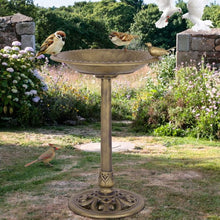 Load image into Gallery viewer, Antique Gold Freestanding Pedestal Bird Bath Feeder

