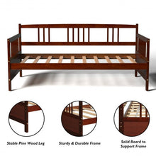 Load image into Gallery viewer, Twin Size Wooden Slats Daybed Bed with Rails-Chocolate
