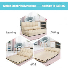 Load image into Gallery viewer, Foldable Floor 6-Position Adjustable Lounge Couch-Beige
