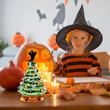 Load image into Gallery viewer, 11.5&quot; Pre-Lit Ceramic Hand-Painted Tabletop Halloween Tree
