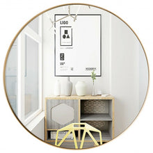Load image into Gallery viewer, 27.5&quot; Modern Metal Wall-Mounted Round Mirror for Bathroom-Golden
