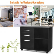 Load image into Gallery viewer, 3-Drawer Mobile Lateral File Cabinet Printer Stand-Black
