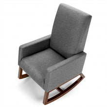 Load image into Gallery viewer, Rocking High Back Upholstered Lounge Armchair with Side Pocket-Gray
