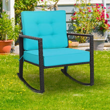 Load image into Gallery viewer, Patio Rattan Rocker Outdoor Glider Rocking Chair Cushion Lawn-Turquoise
