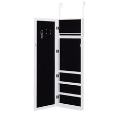 Load image into Gallery viewer, Wall Door Mounted Magnetic Mirrored Jewelry Cabinet-White
