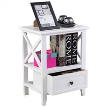 Load image into Gallery viewer, 2 pcs Living Room End Side Nightstands with Storage Drawer-White
