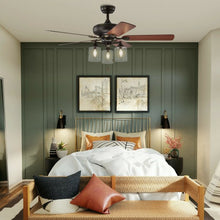 Load image into Gallery viewer, 52&quot; Ceiling Fan Light with Pull Chain and 5 Bronze Finished Reversible Blades
