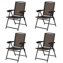 Load image into Gallery viewer, 4 pcs Folding Sling Chairs with Steel Armrest and Adjustable Back
