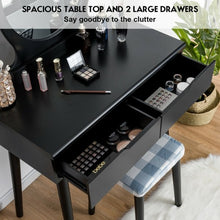 Load image into Gallery viewer, Dressing Table Vanity Makeup Set with Mirror Cushioned Stool Additional Storage
