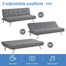 Load image into Gallery viewer, Convertible Futon Sofa Bed Adjustable Sleeper with Stainless Steel Legs
