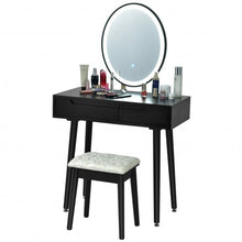 Load image into Gallery viewer, Touch Screen Vanity Makeup Table Stool Set -Black
