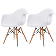 Load image into Gallery viewer, Set of 2 Mid-Century Dining Arm Chairs with Wood Legs
