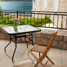 Load image into Gallery viewer, 32&quot; Patio Tempered Glass Steel Frame Square Table
