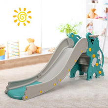 Load image into Gallery viewer, 4-in-1 Kids Climber Slide Play Set with Basketball Hoop-Green
