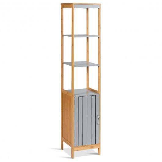Bathroom Floor Cabinet Bamboo 5-Tier Concise Freestanding Storage Shelf