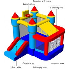Load image into Gallery viewer, Castle Slide Inflatable Bounce House w/ Ball Pit &amp; Basketball Hoop
