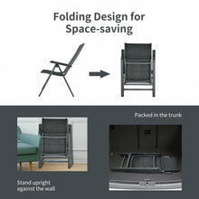 Load image into Gallery viewer, 2PCS Patio Folding Dining Chairs Aluminum Padded Adjustable Back-Gray
